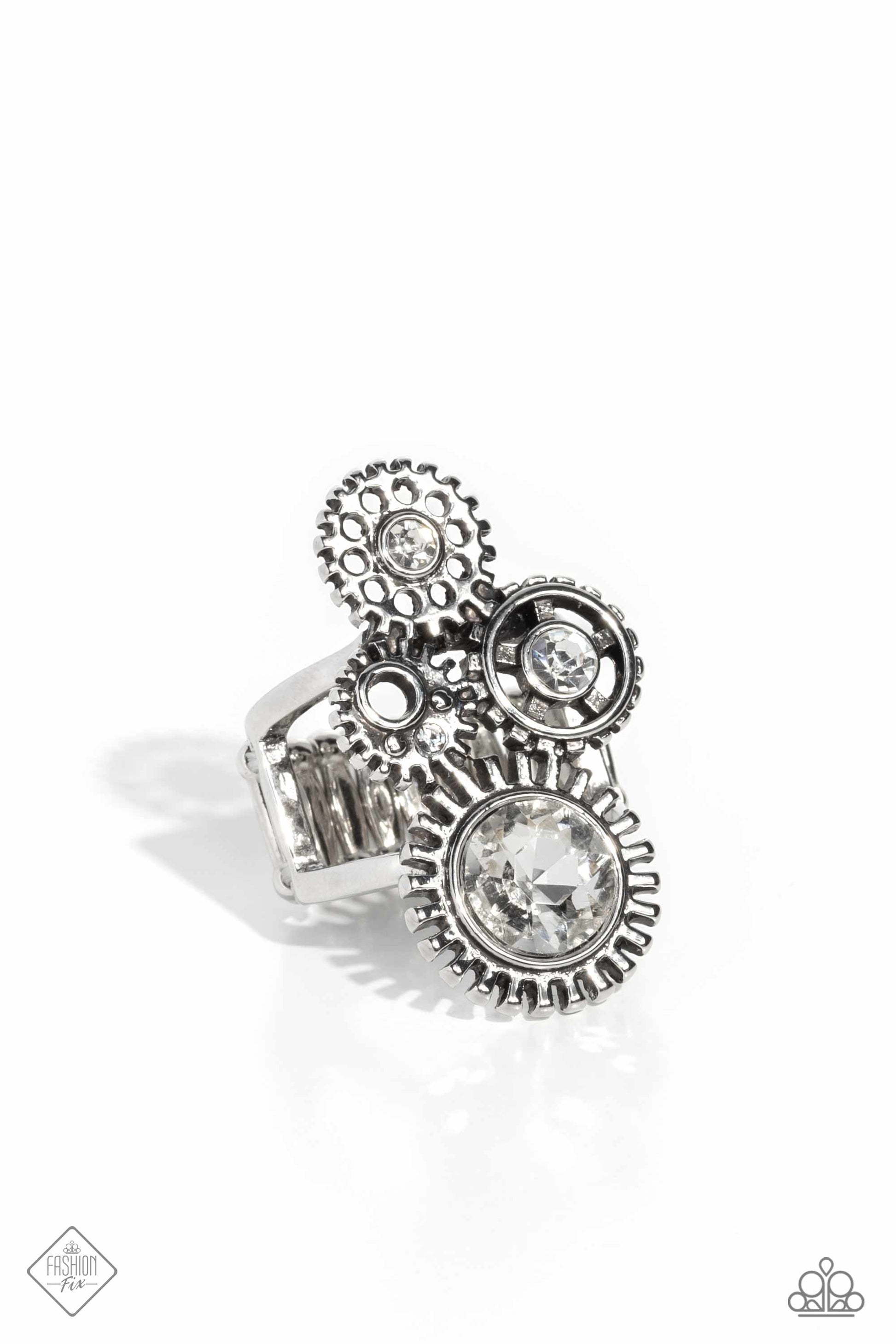 Blowing Off STEAMPUNK - white - Paparazzi ring