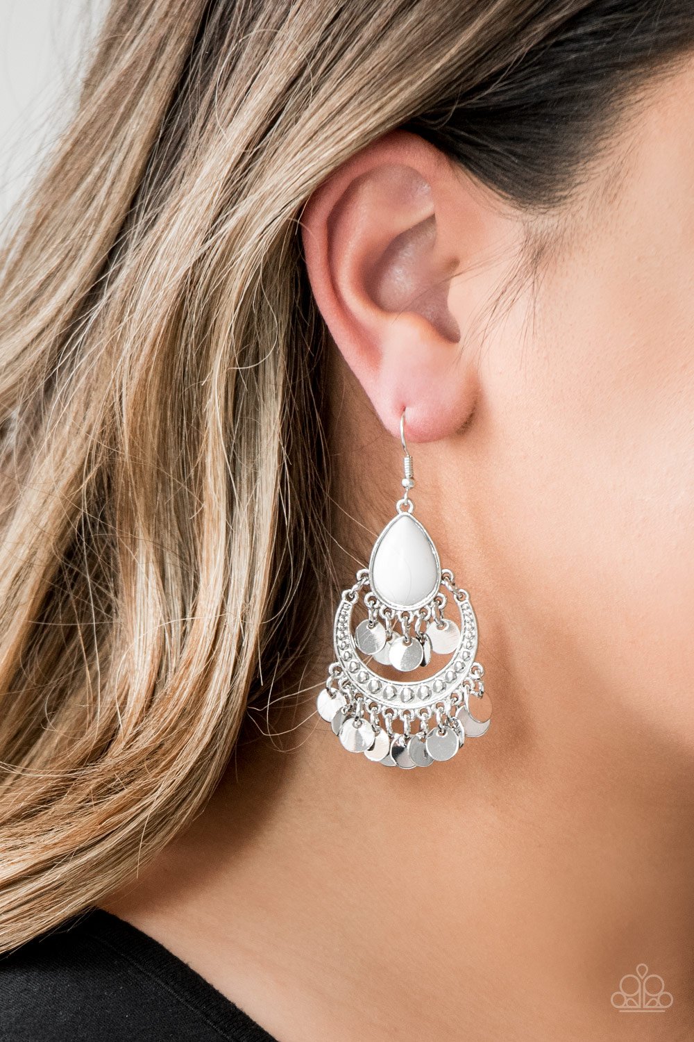 Bodaciously Boho - white - Paparazzi earrings
