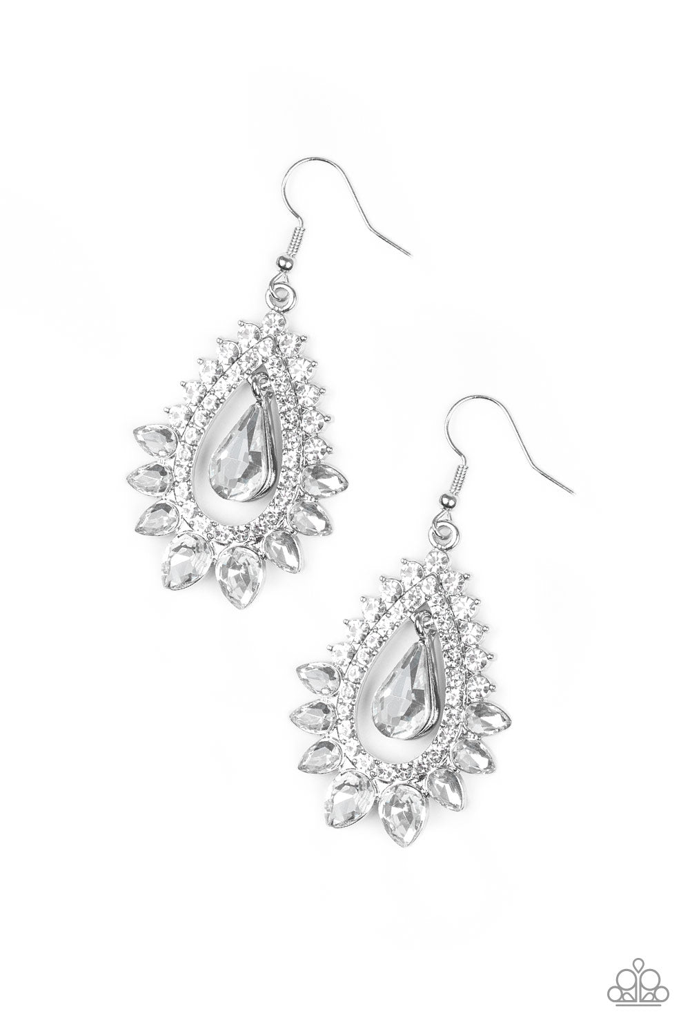 Boss Brilliance - white - Paparazzi earrings