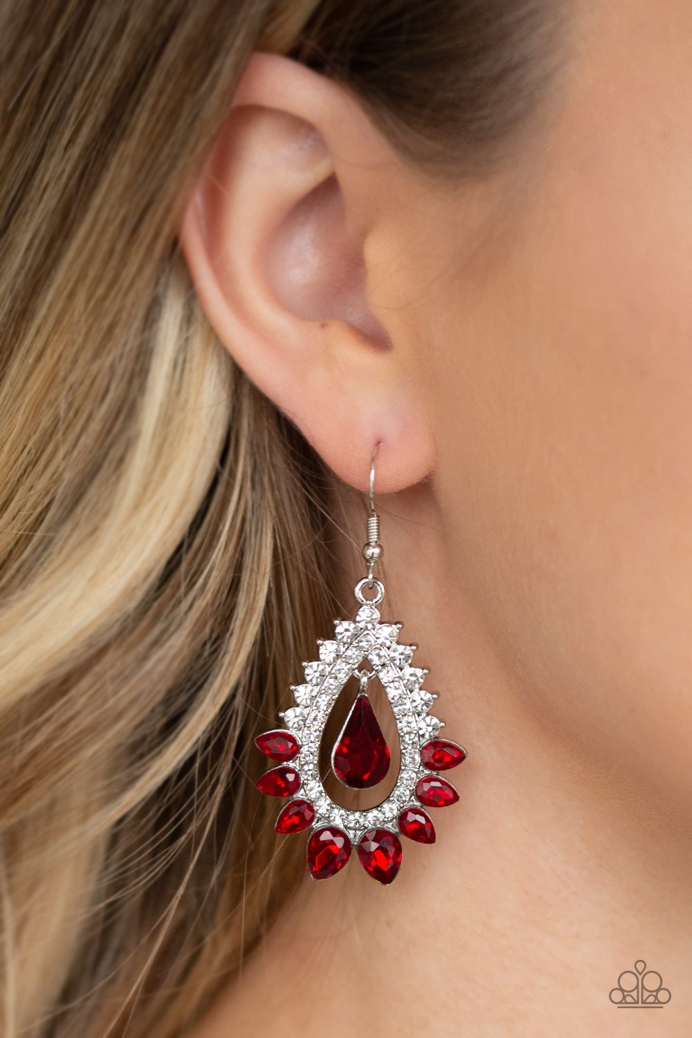Boss Brilliance-red-Paparazzi earrings