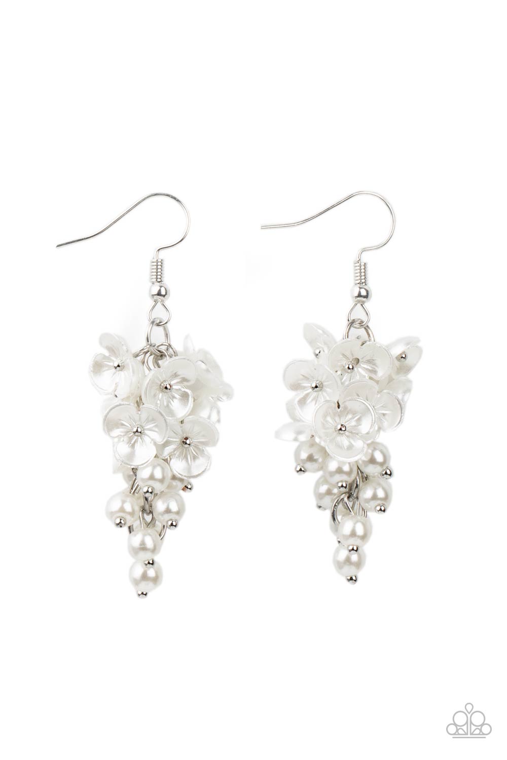 Bountiful Bouquets - white - Paparazzi earrings