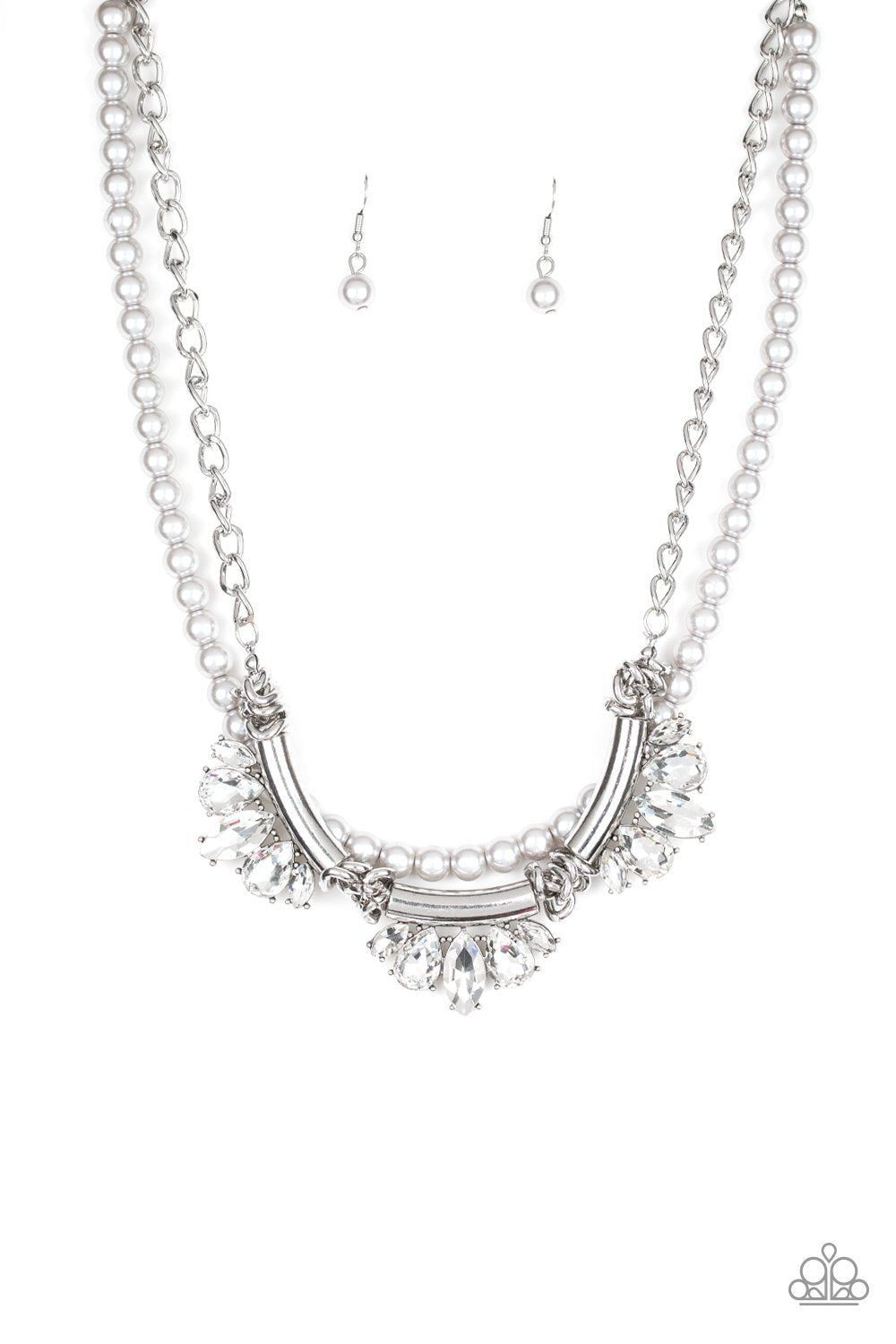 Bow Before the Queen-silver-Paparazzi necklace