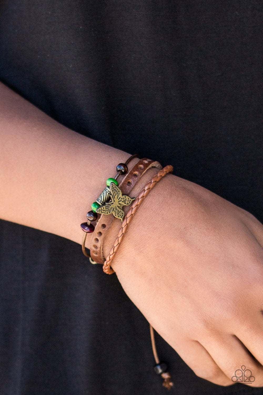 Brazen Butterfly - green - Paparazzi bracelet