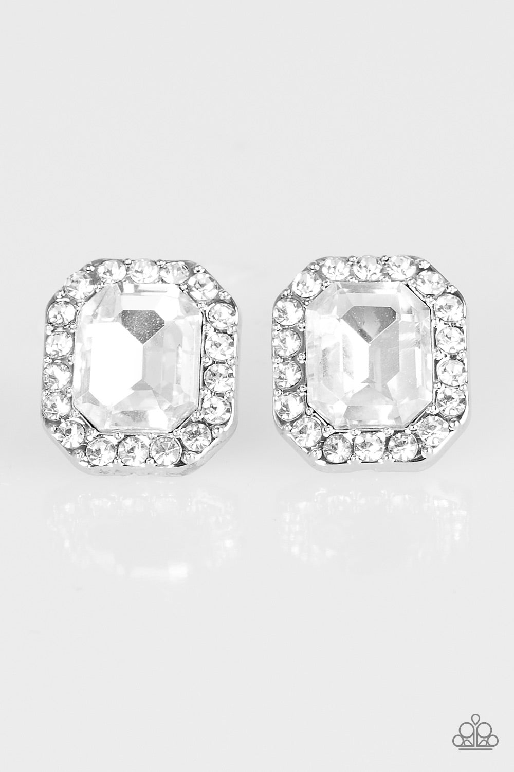 Bride Squad - White - Paparazzi post earrings