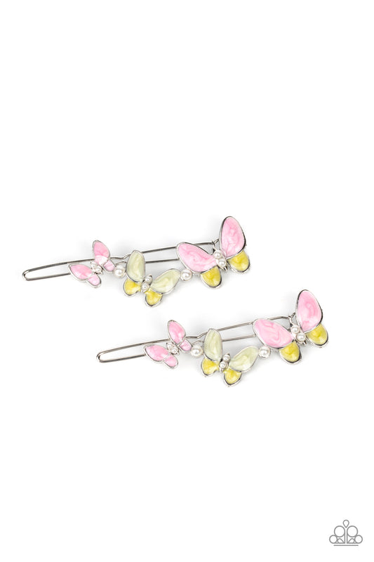 Bushels of Butterflies - pink - Paparazzi hair clip