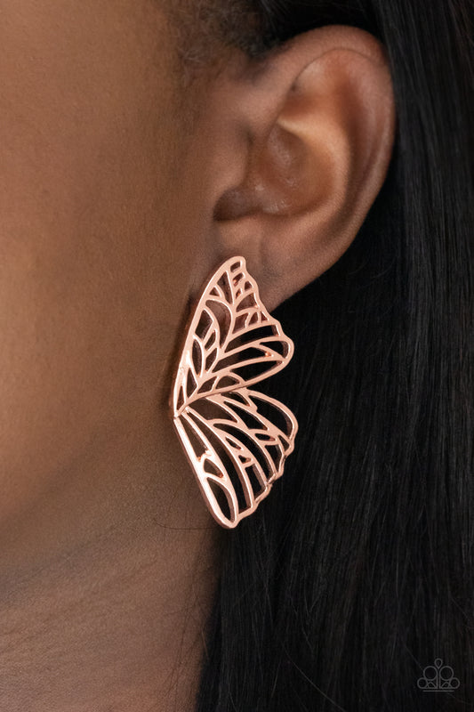 Butterfly Frills - copper - Paparazzi earrings