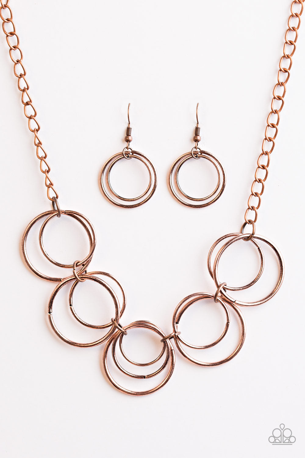 CIRCLE du Soleil - Copper - Paparazzi necklace