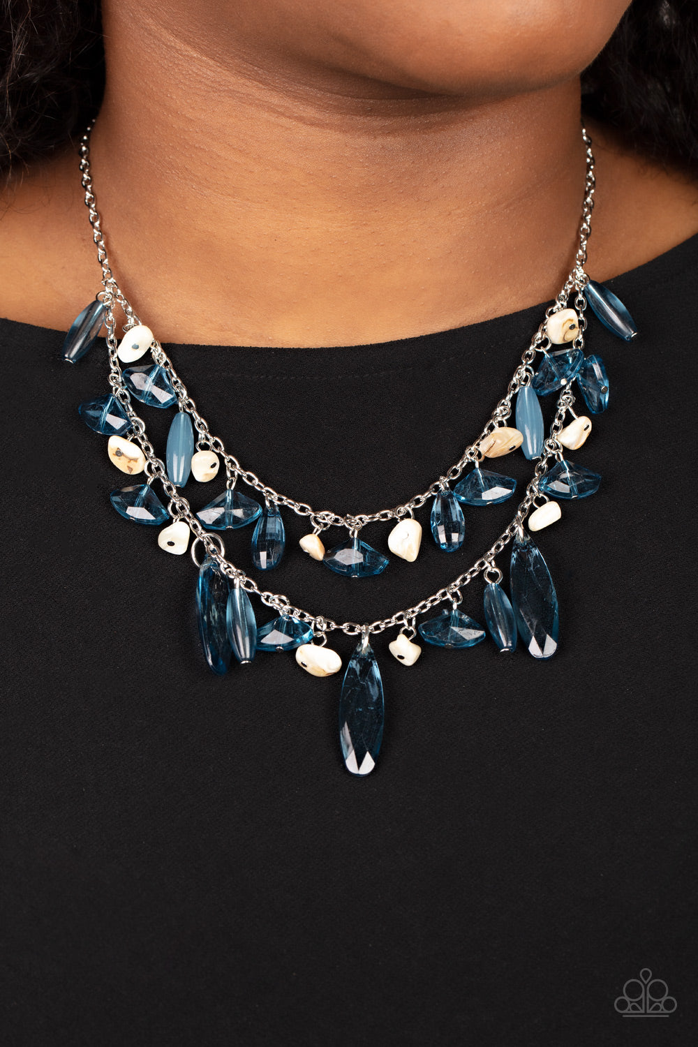 Life Of The FIESTA- Blue and Silver Necklace- Paparazzi