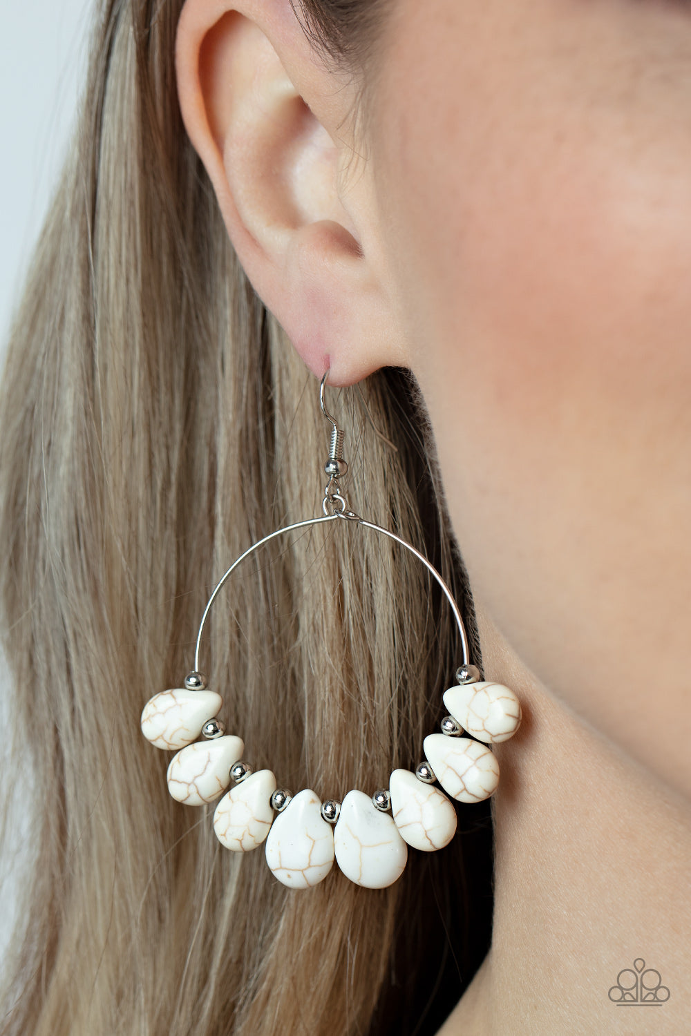 Paparazzi white fringe on sale earrings