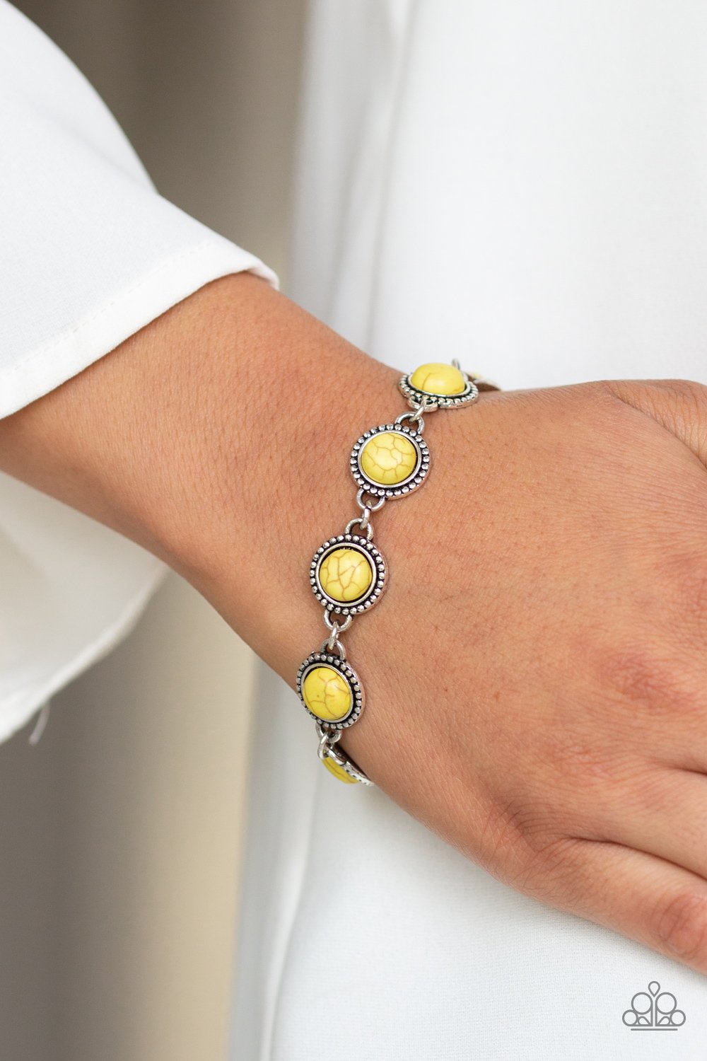 Carved in Sandstone-yellow-Paparazzi bracelet