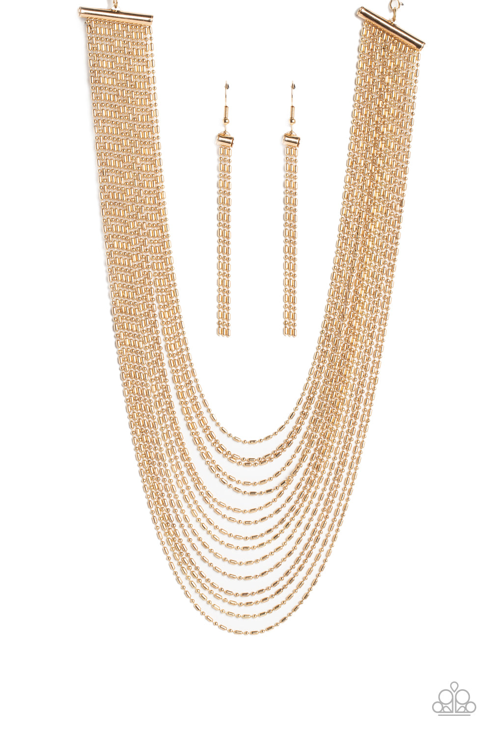 Cascading Chains - gold - Paparazzi necklace