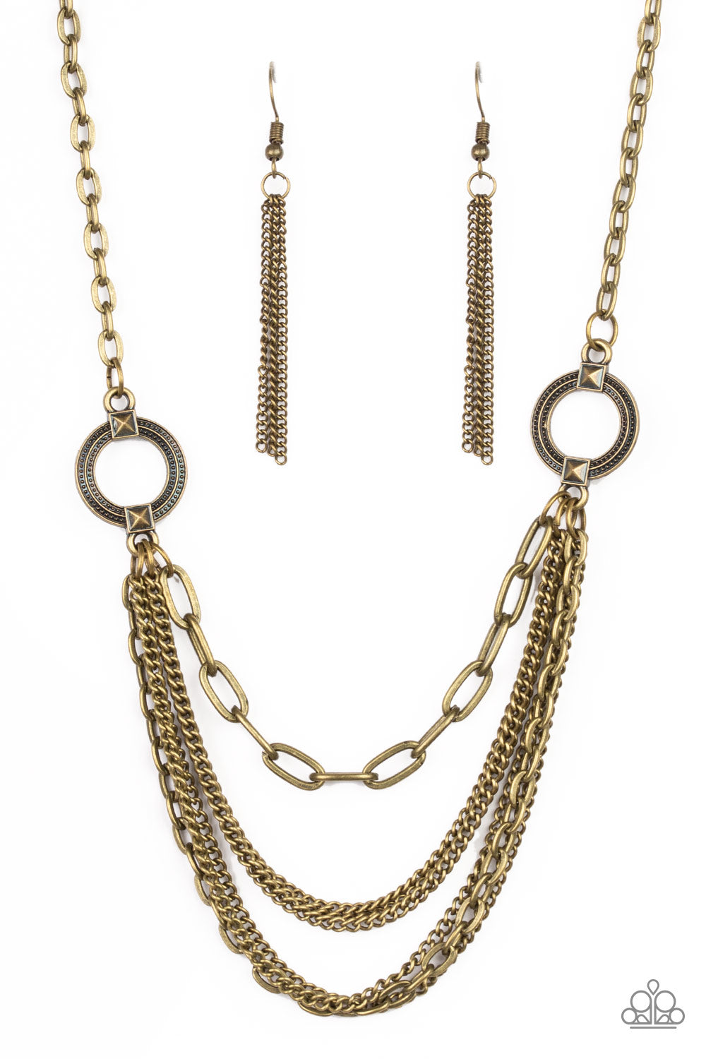 Chains of Command - brass - Paparazzi necklace
