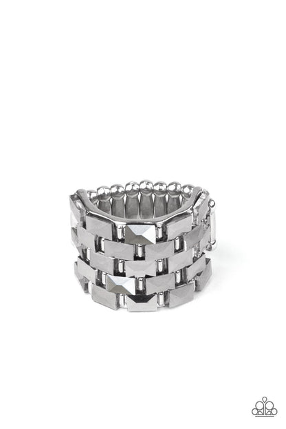 Checkered Couture - silver - Paparazzi ring