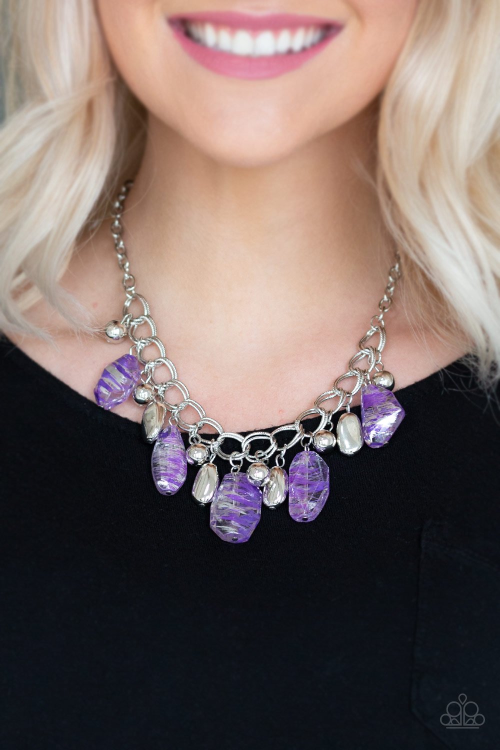 Chroma Drama-purple-Paparazzi necklace