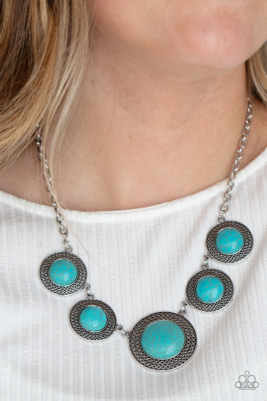 Circle The Wagons - blue - Paparazzi necklace