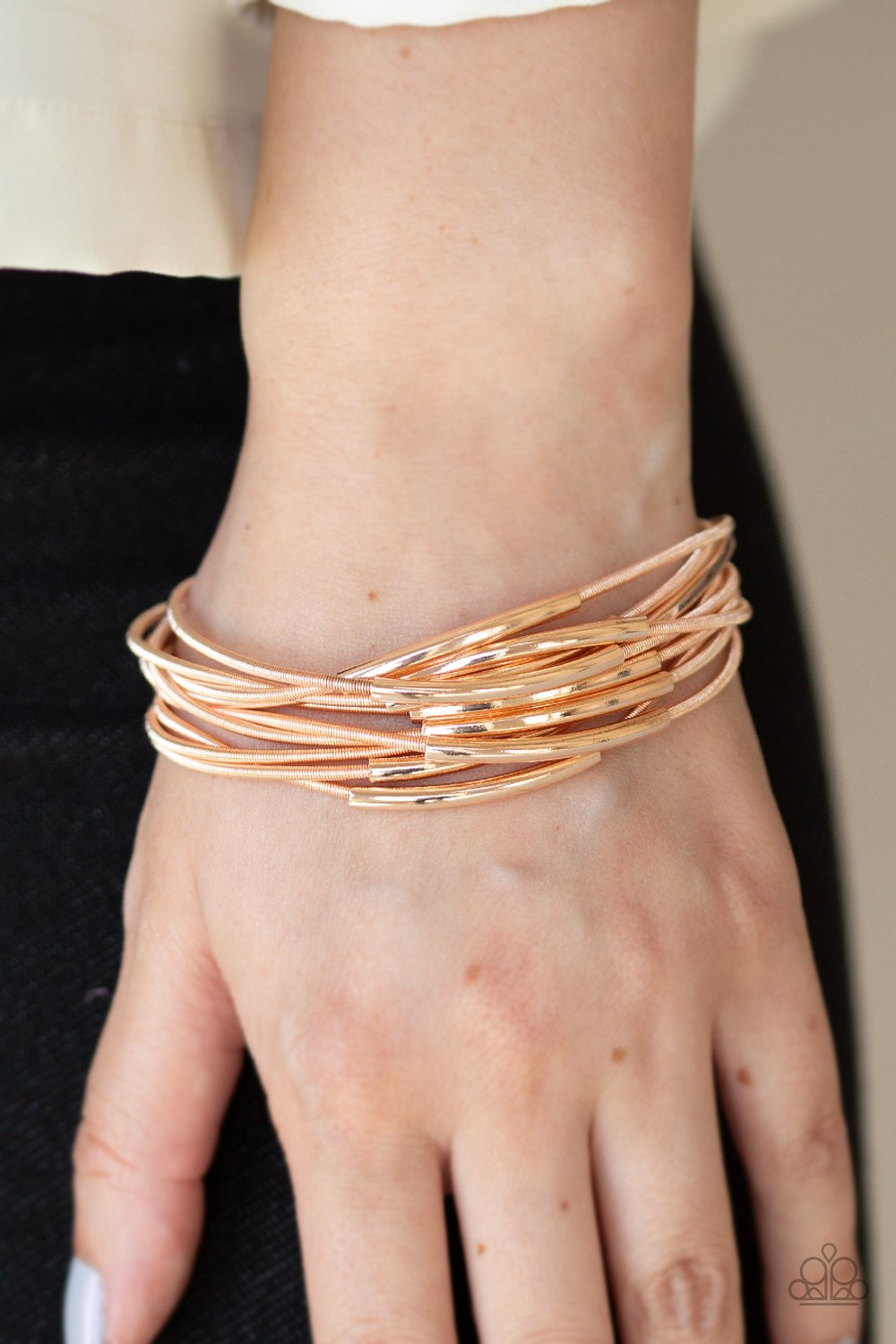 City Stretch-rose gold-Paparazzi bracelet