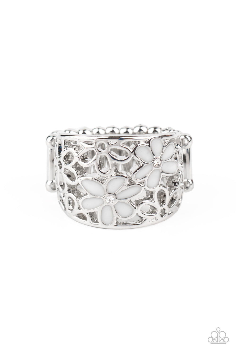Clear As DAISY - white - Paparazzi ring