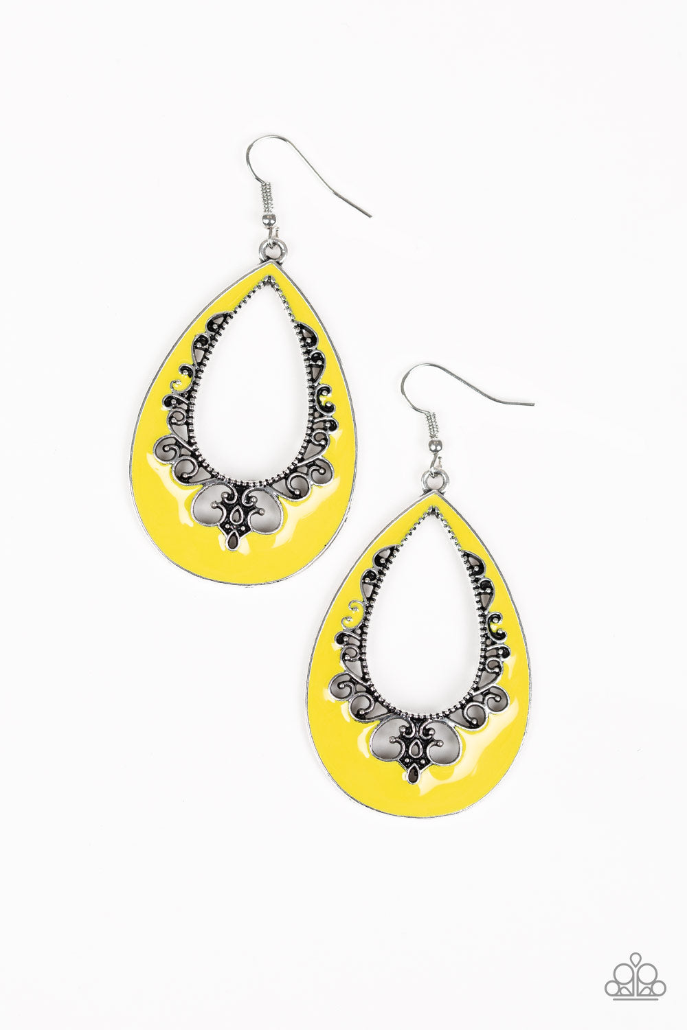 Compliments to the CHIC - yellow - Paparazzi earrings