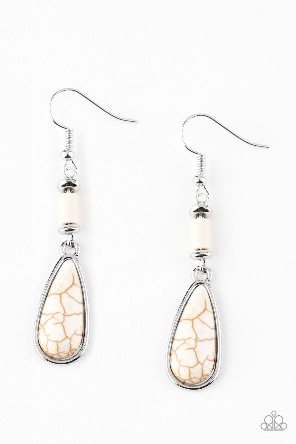 Courageously Canyon - white - Paparazzi earrings