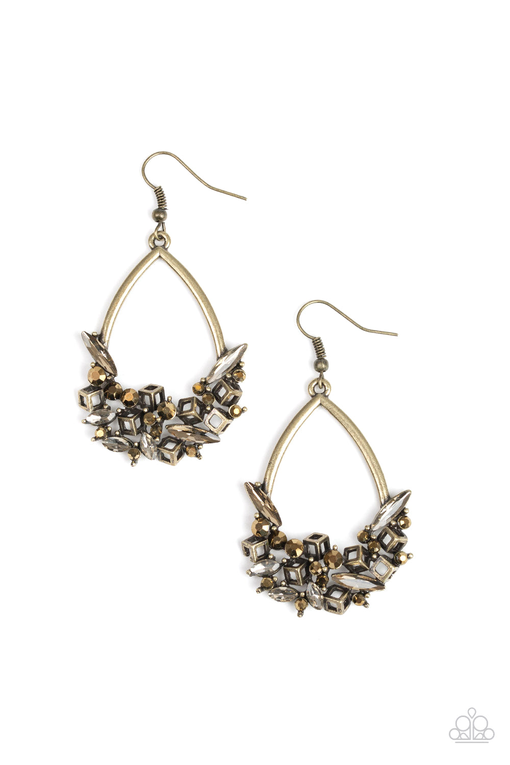 Crash Landing - brass - Paparazzi earrings