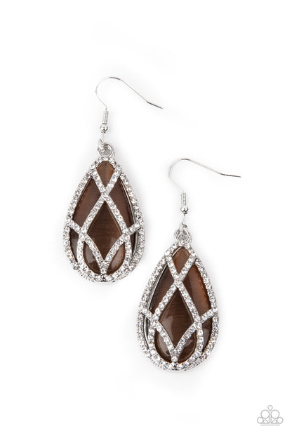 Crawling With Couture - brown - Paparazzi earrings