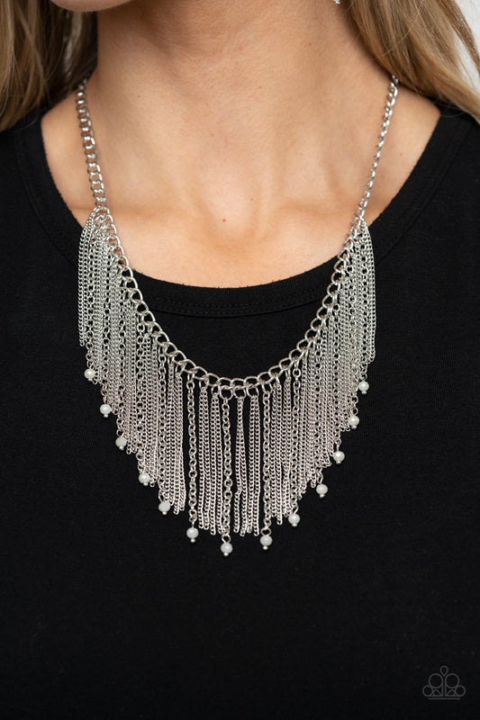 Cue the Fireworks - white - Paparazzi necklace