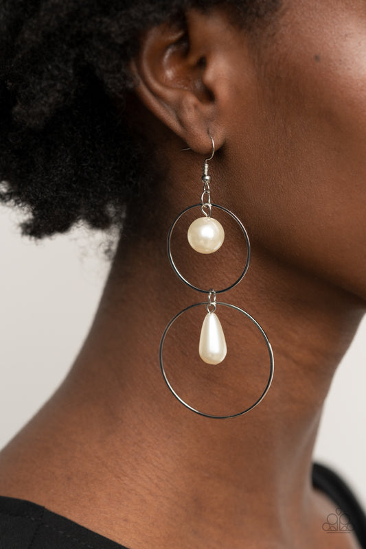 Cultured in Couture - white - Paparazzi earrings