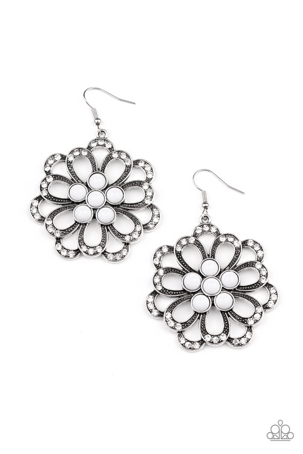 Dazzling Dewdrops - white - Paparazzi earrings