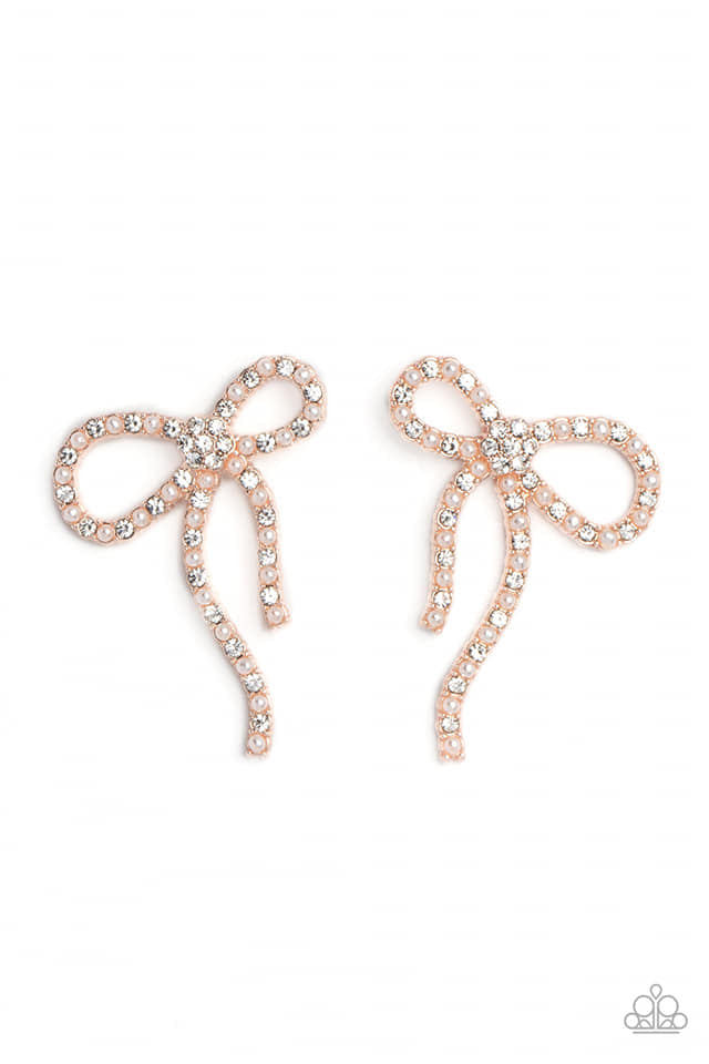 Deluxe Duet - rose gold - Paparazzi earrings