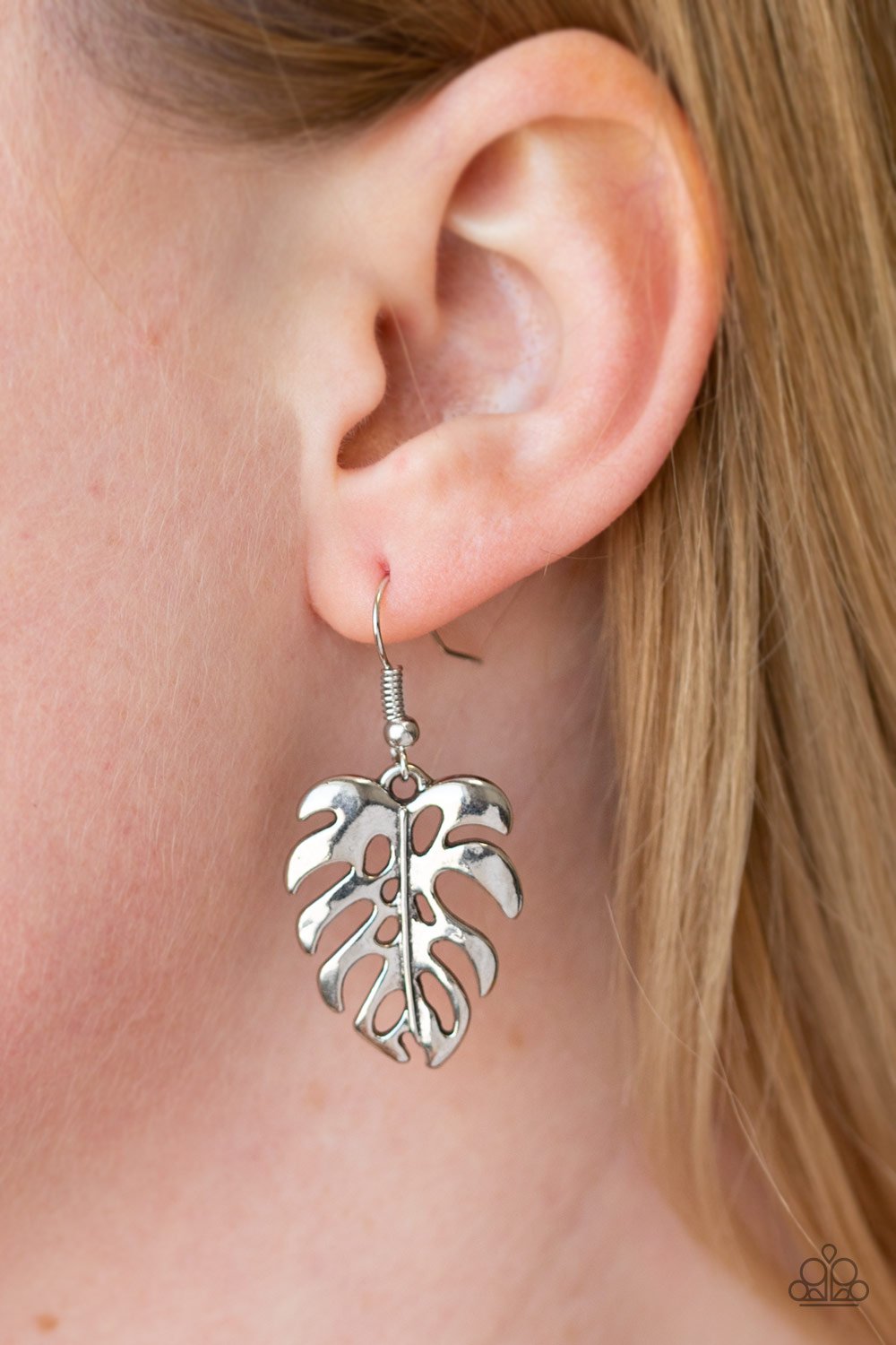 Desert Palms-silver-Paparazzi earrings