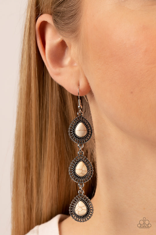 Desertscape Dweller - white - Paparazzi earrings