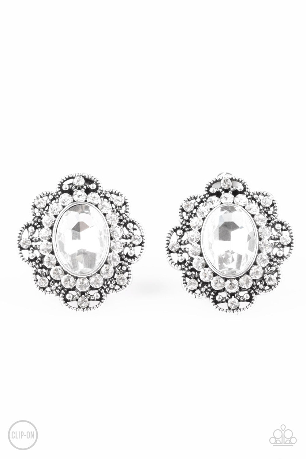 Dine and Dapper - white - Paparazzi CLIP ON earrings