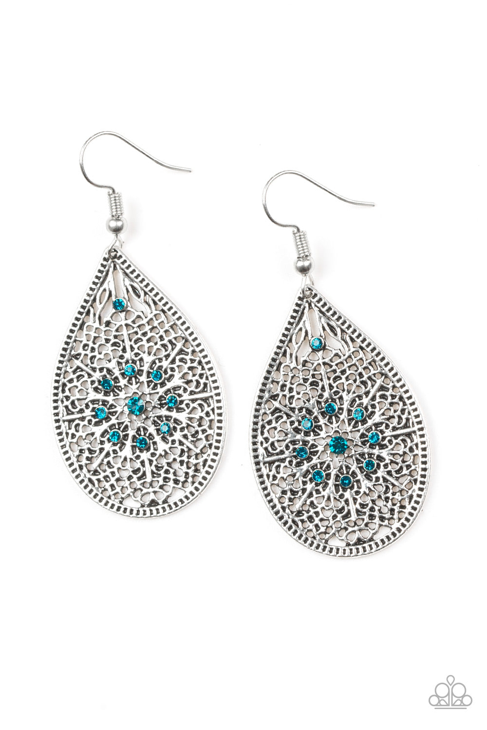 Dinner Party Posh - blue - Paparazzi earrings