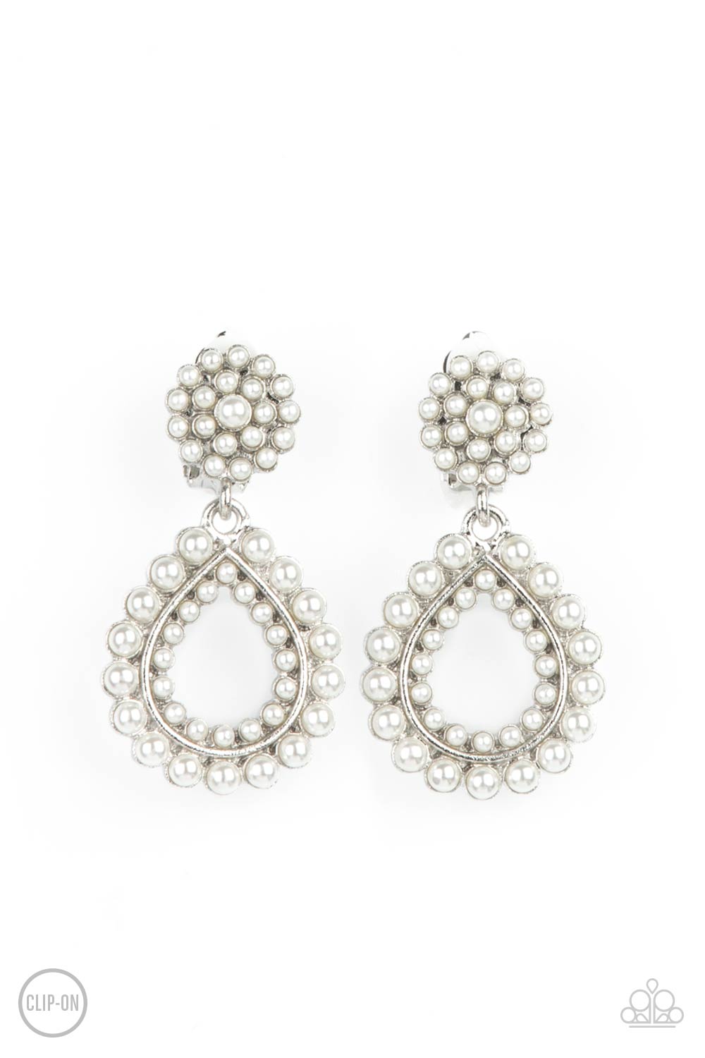 Discerning Droplets - white - Paparazzil CLIP ON earrings