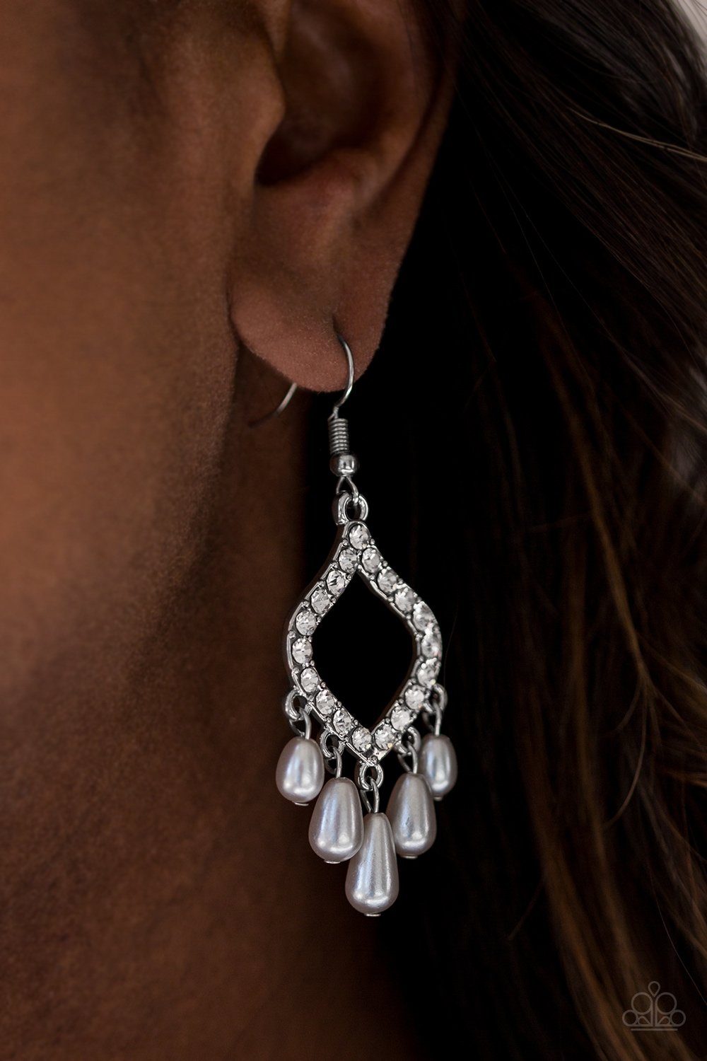 Divinely Diamond - silver - Paparazzi earrings