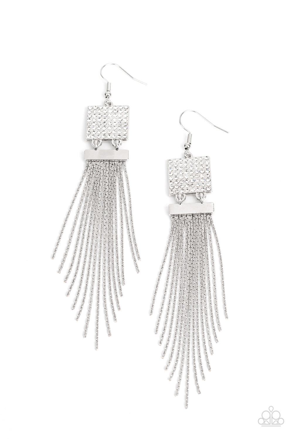 Dramatically Deco - white - Paparazzi earrings