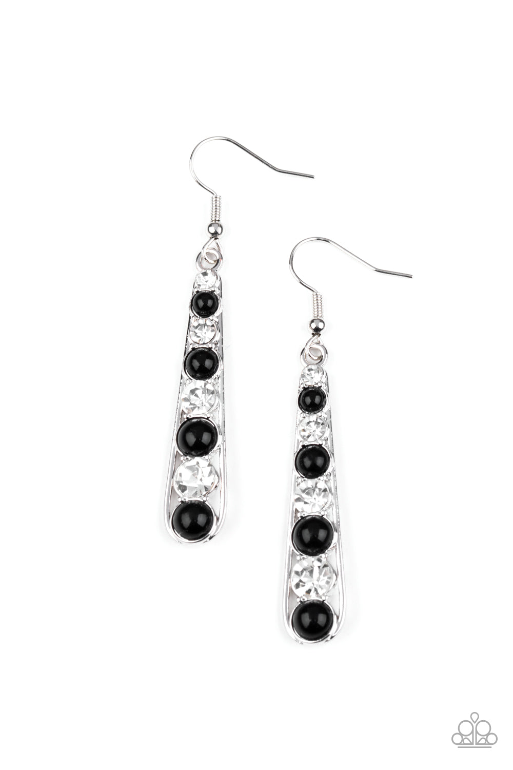 Drawn Out Drama - black - Paparazzi earrings