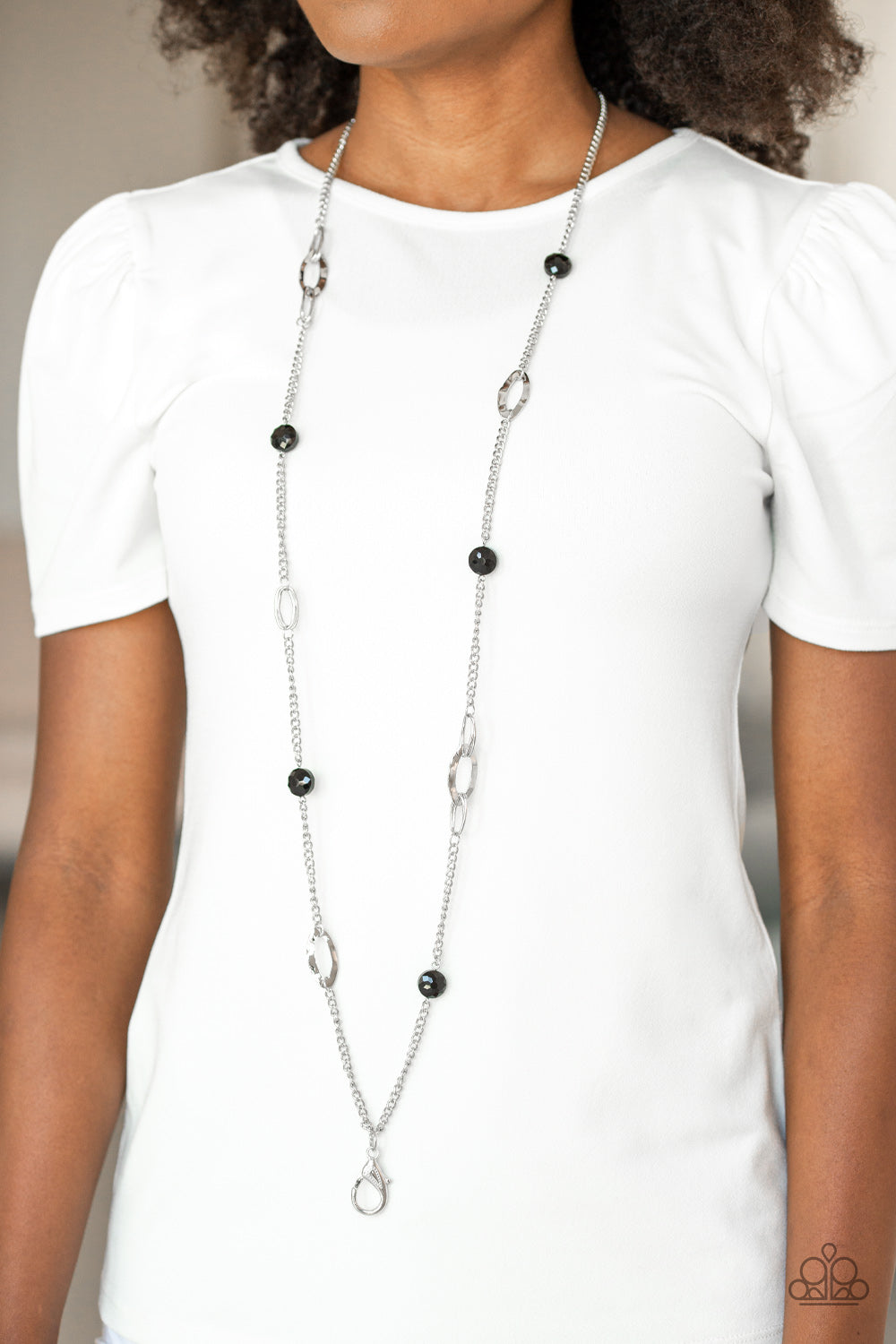 Duchess Dazzle - black - Paparazzi lanyard necklace