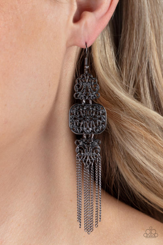 Eastern Elegance - black - Paparazzi earrings