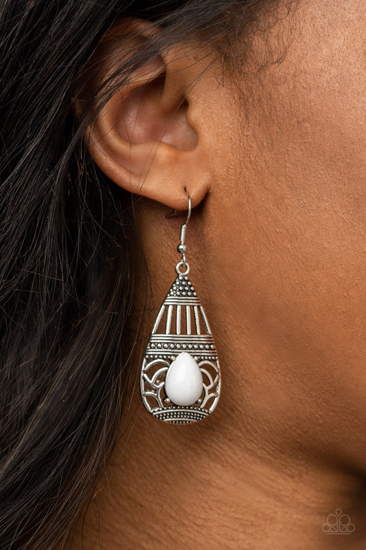 Eastern Essence - white - Paparazzi earrings