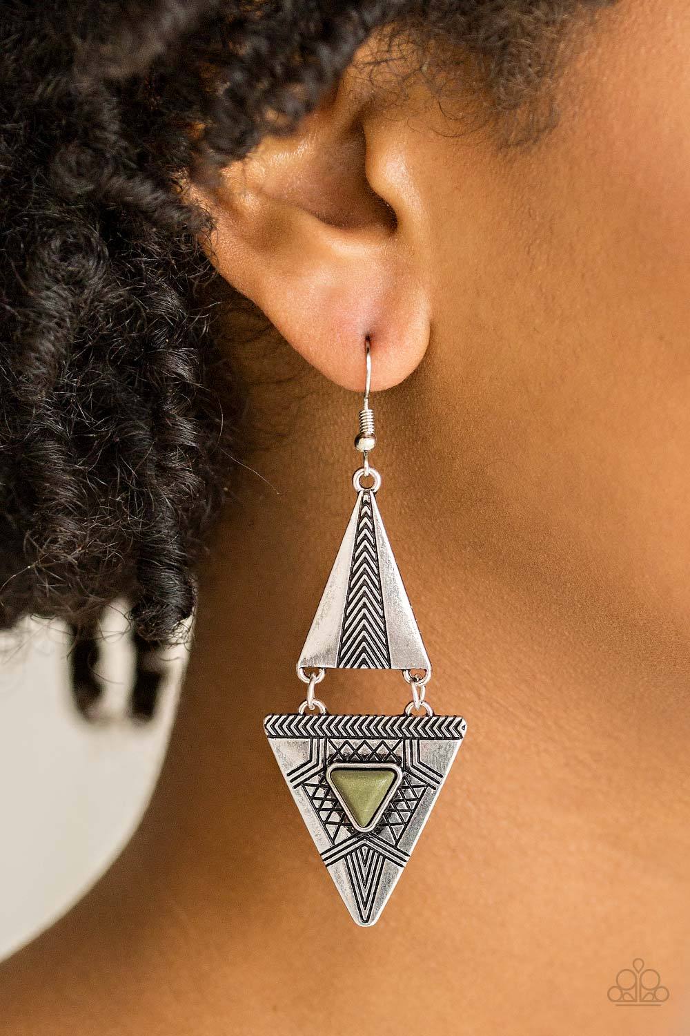 El Paso Edge-green-Paparazzi earrings