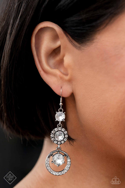 Enchanting Effulgence - white - Paparazzi earrings