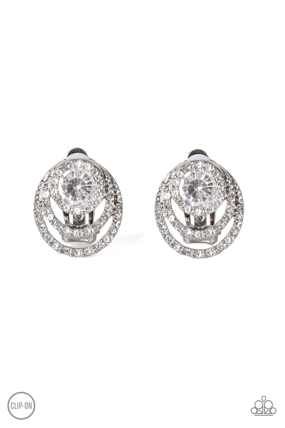 Epic Epicenter - white - Paparazzi CLIP ON earrings