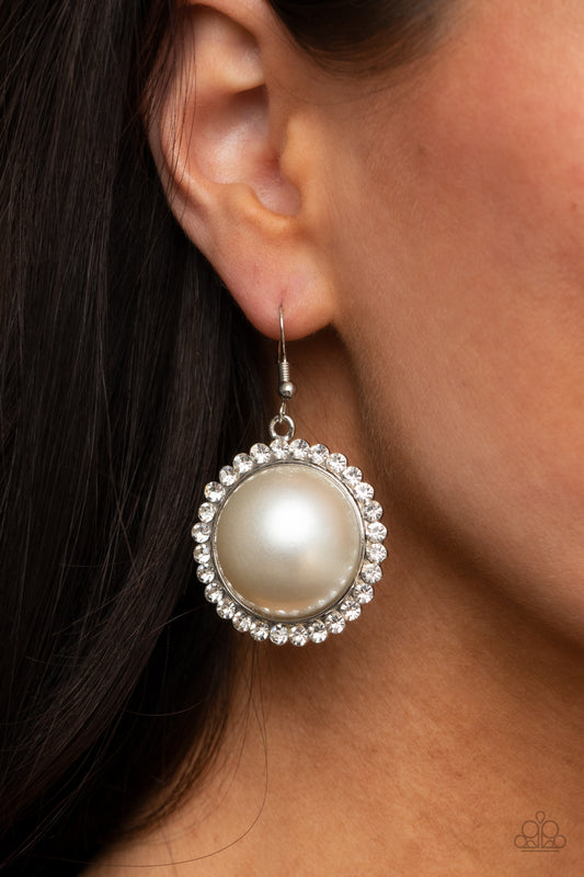 Esteemed Elegance - white - Paparazzi earrings