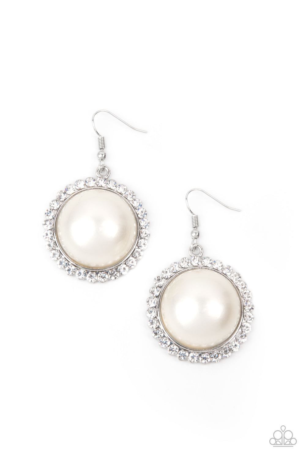 Esteemed Elegance - white - Paparazzi earrings
