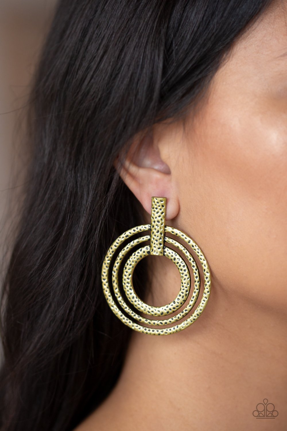 Ever Elliptical-brass-Paparazzi earrings