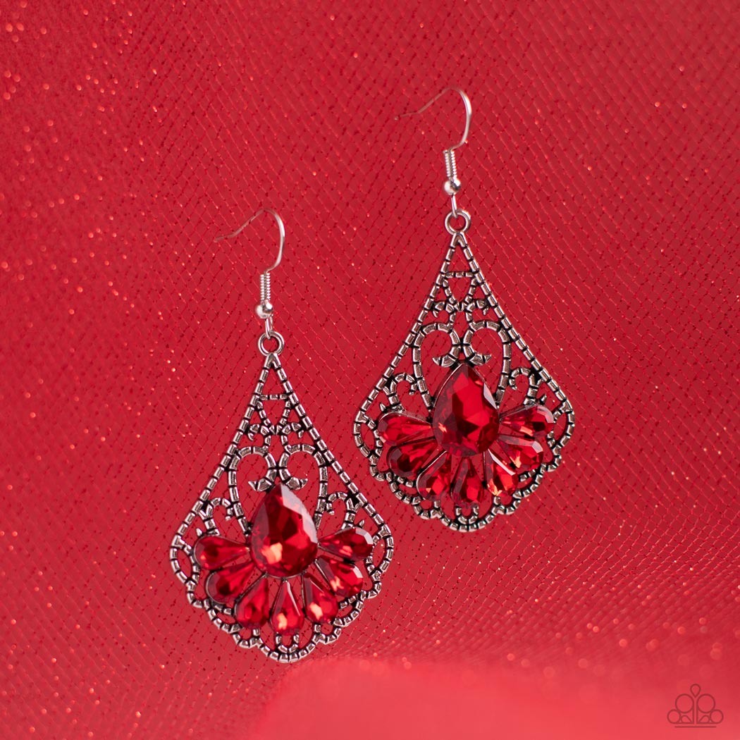 Exemplary Elegance - red - Paparazzi earrings