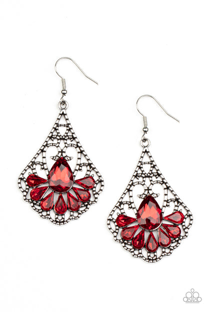 Exemplary Elegance - red - Paparazzi earrings