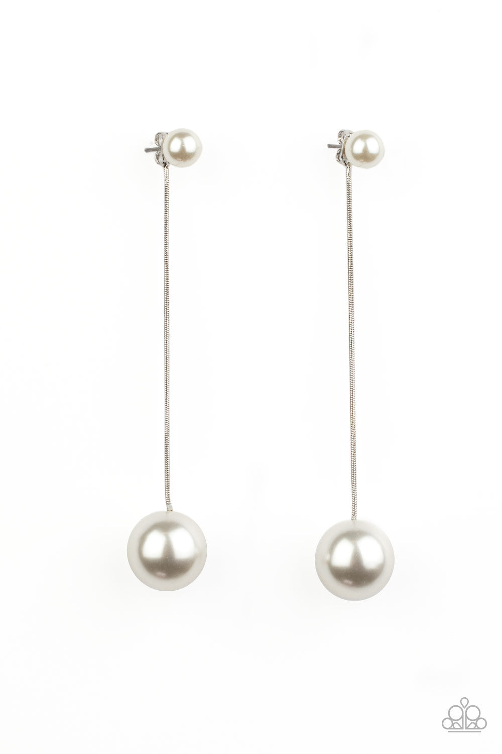 Extended Elegance - white - Paparazzi earrings
