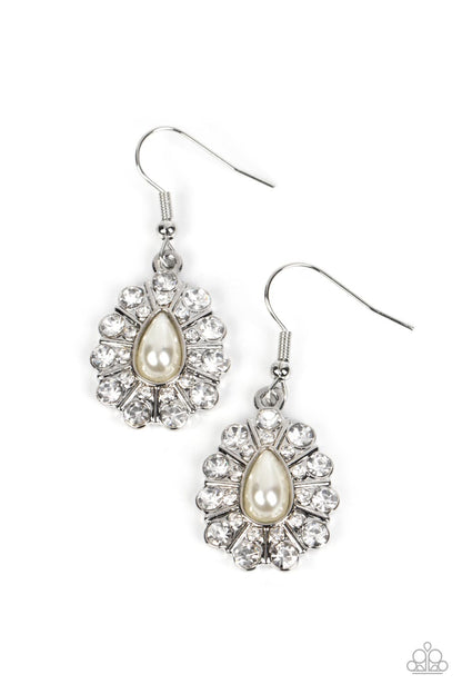 Extroverted Elegance - white - Paparazzi earrings